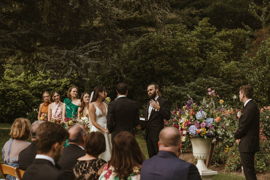 Seattle garden party wedding at the Volunteer Park Dahlia Garden photographed by Wilder Photography