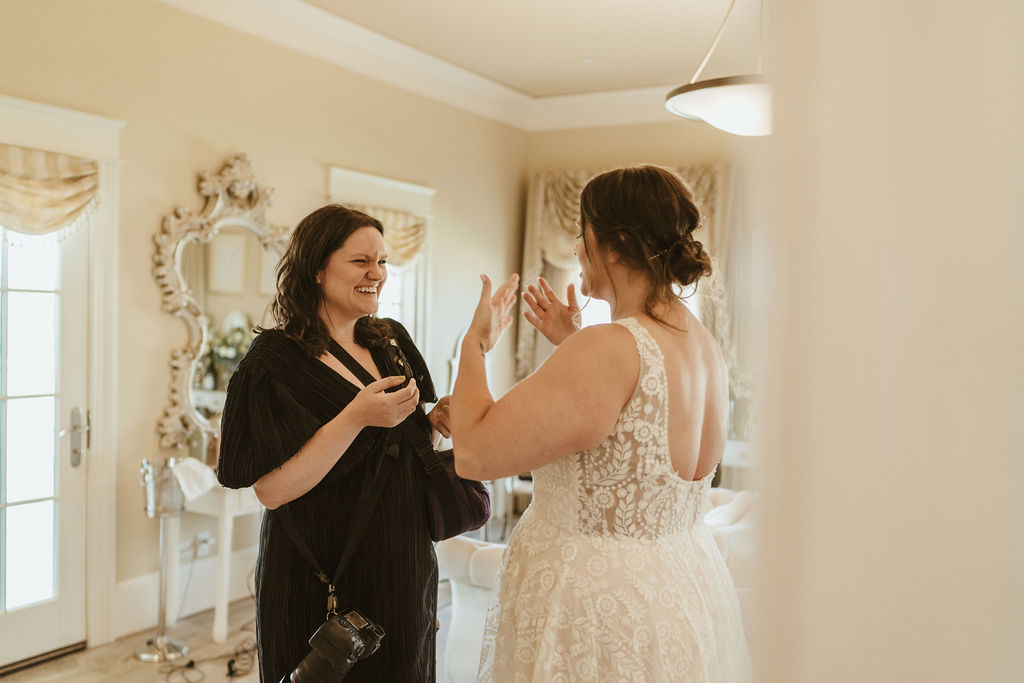 Emotional bridal getting ready photos at Flying Horse Ranch