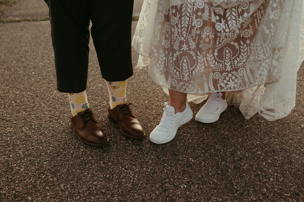 Magical Colorado sunset bridal portraits at Flying Horse Ranch photographed by Wilder Photography