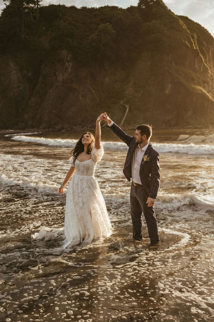 Magical Ruby Beach elopement at sunset photographed by Wilder Photography