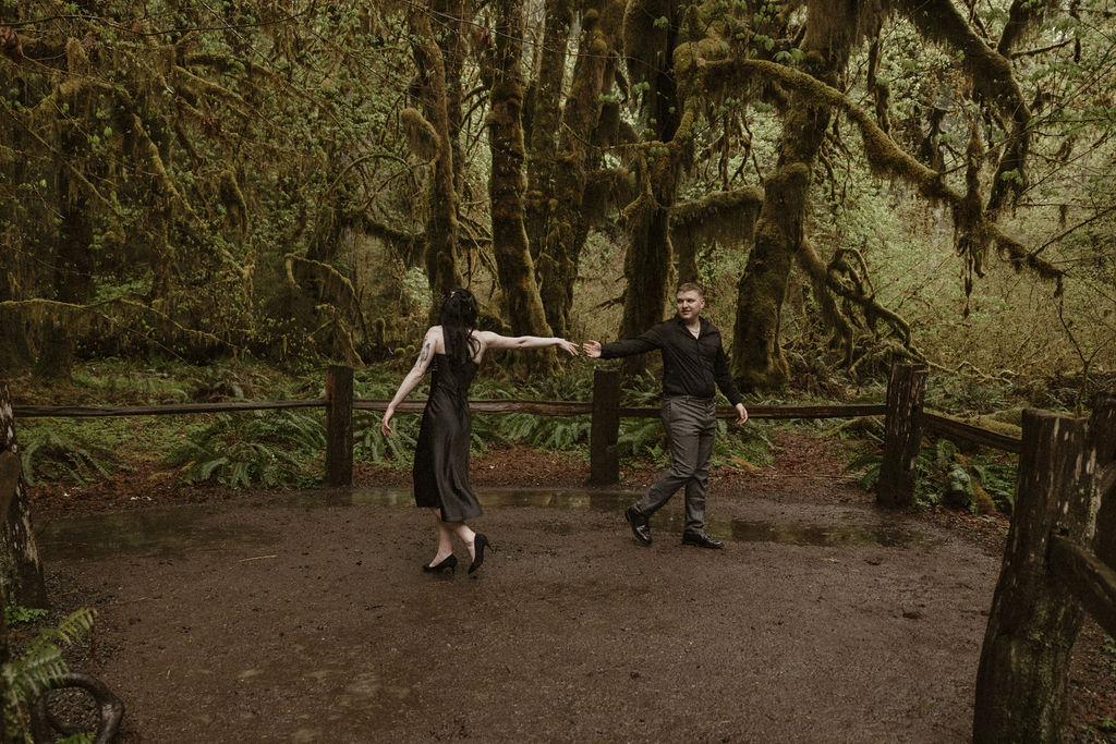 Romantic gothic elopement in the Hall of Mosses in Olympic National Park