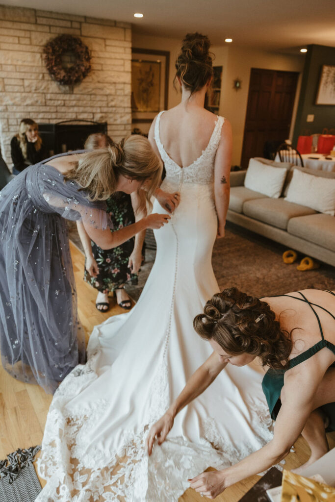 Bride gets ready in her childhood home