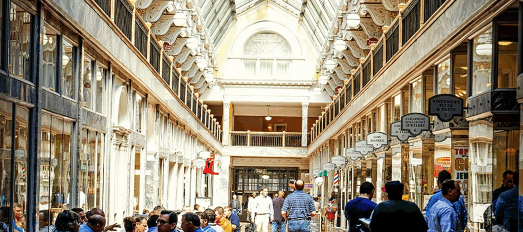 5th St. Arcades engagement session in Cleveland